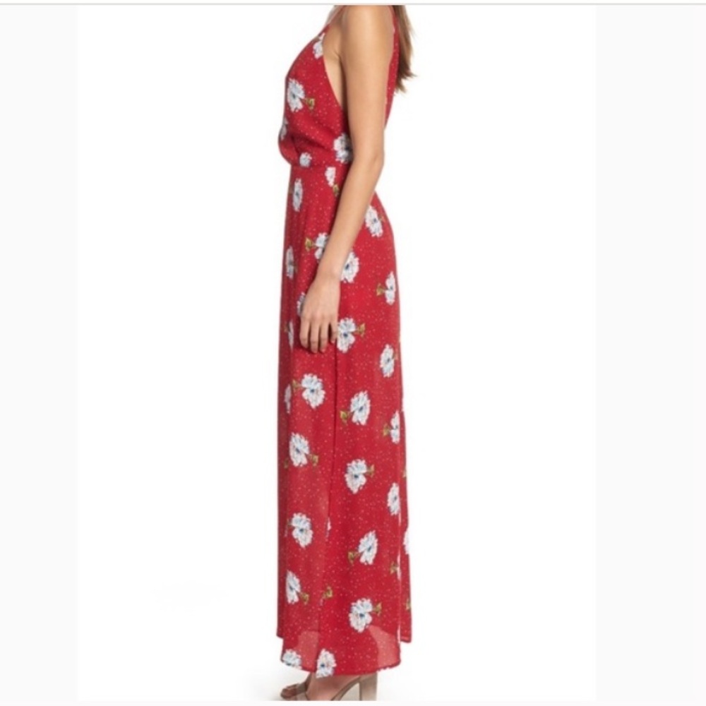 Lush red floral dress with back keyhole - Picture 3 of 7